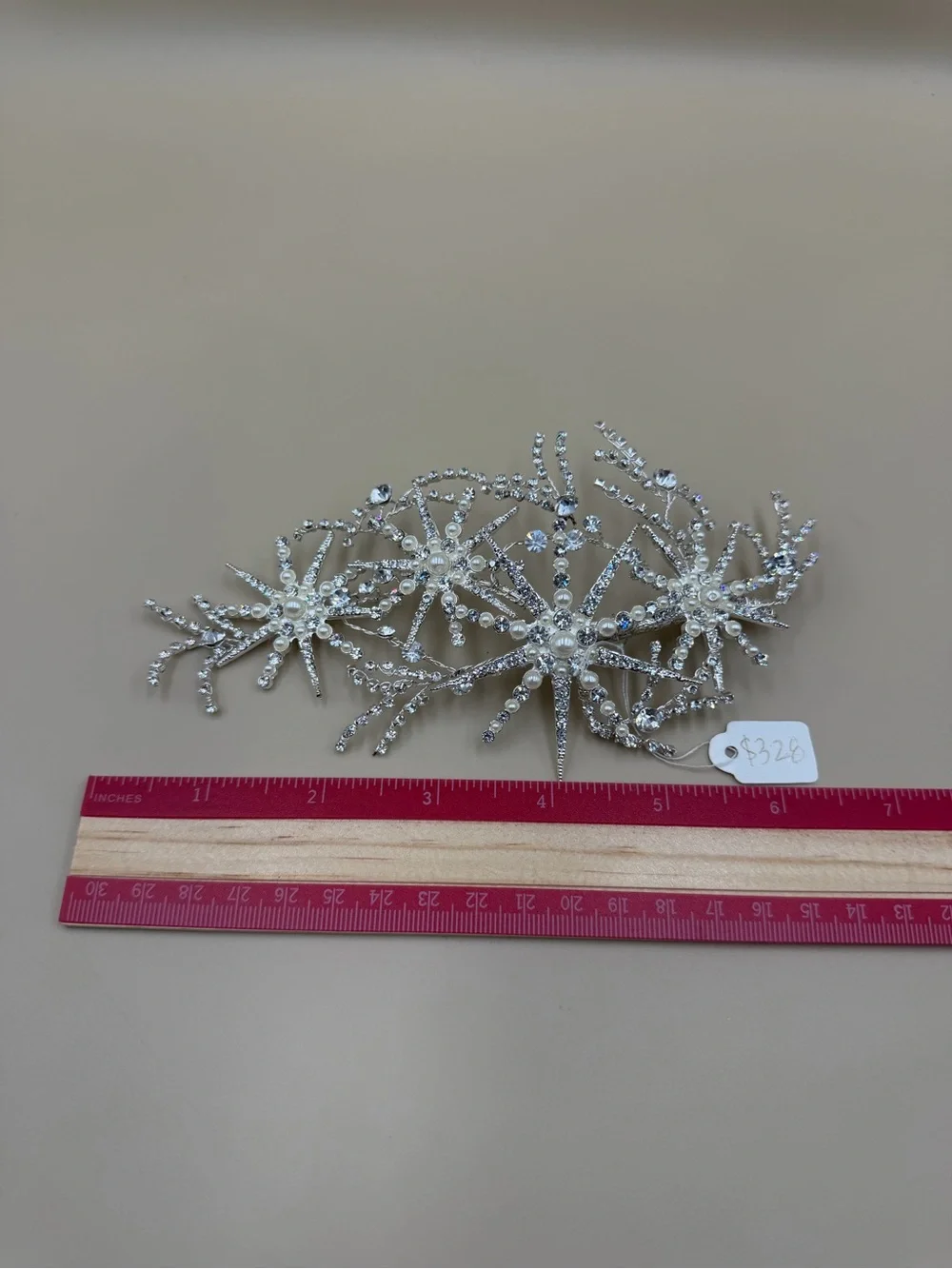 Bridal Rhinestone Pearl Starburst Hair Barrette